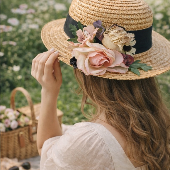 Banana Republic Accessories - Banana Republic Straw Hat Floral Made in Italy Cottagecore Garden Party Romantic